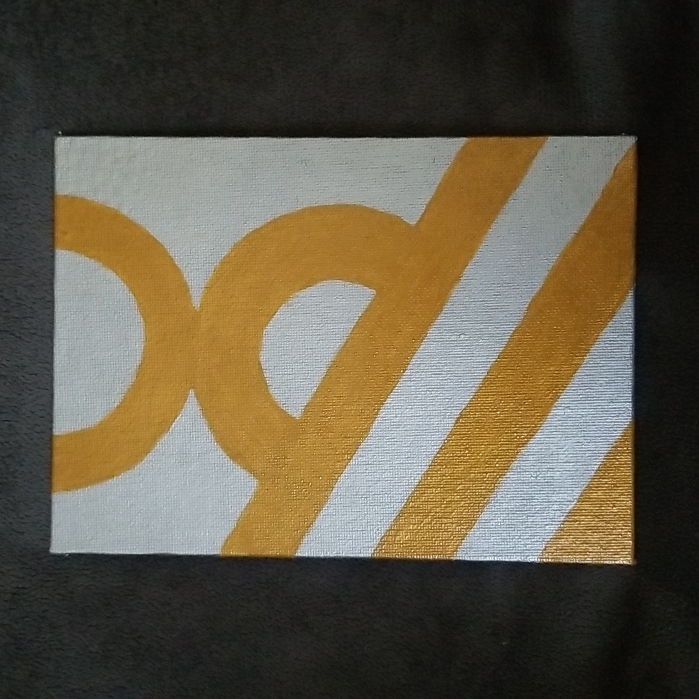 5×7 Metallic Gold and Silver Geometric Painting